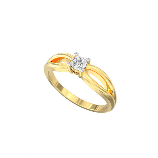 Criss-Center Solitaire Ring in 925 Silver and 18K Gold Plated