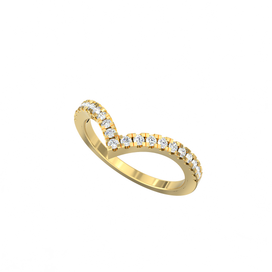 V-Gleam Diamond Band in 925 Silver with 18K Micron Plated Yellow Gold