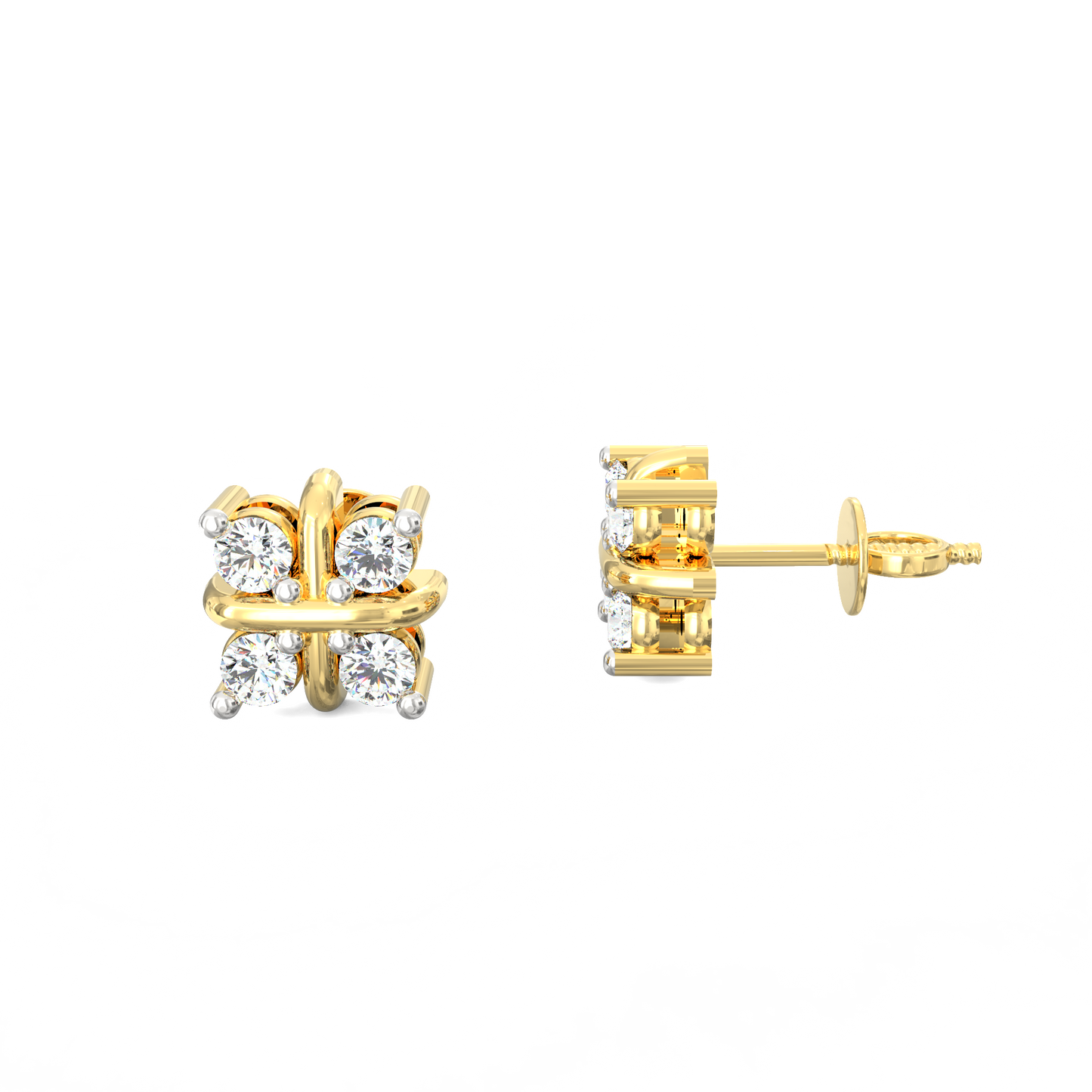 Criss-Cross 925 Silver Lab grown Diamond Stud Earrings – 0.24 Ct, 18K Micron Plated