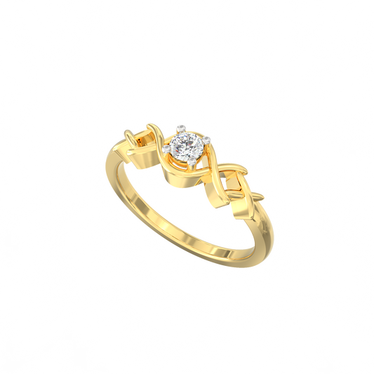 Twist Lace Solitaire Ring in 925 Silver and 18K Gold Plated