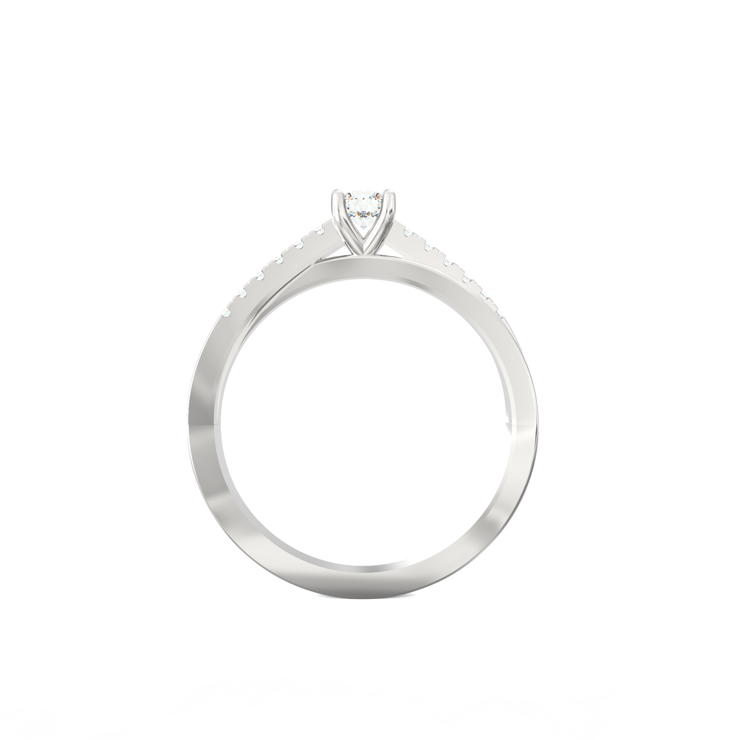 Shimmer Band Solitaire Ring in 925 Silver with Rhodium Plating