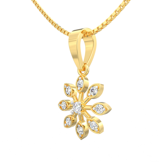 Snowflake Bloom Labgrown diamond Pendant in 925 Silver with 18K Micron Gold Plating