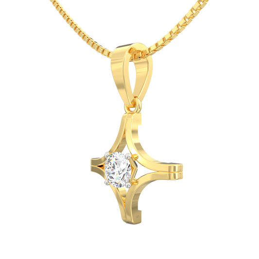 Starbeam Solitaire Pendant with 0.20 Ct Diamond in 18K Gold Micron Plated Finish