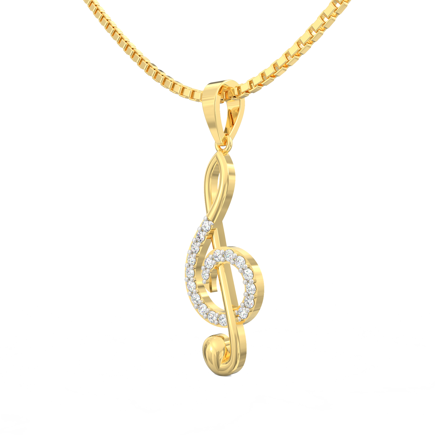 Musical Clef Pendant in 18K Micron Plated 925 Silver with Lab Diamonds