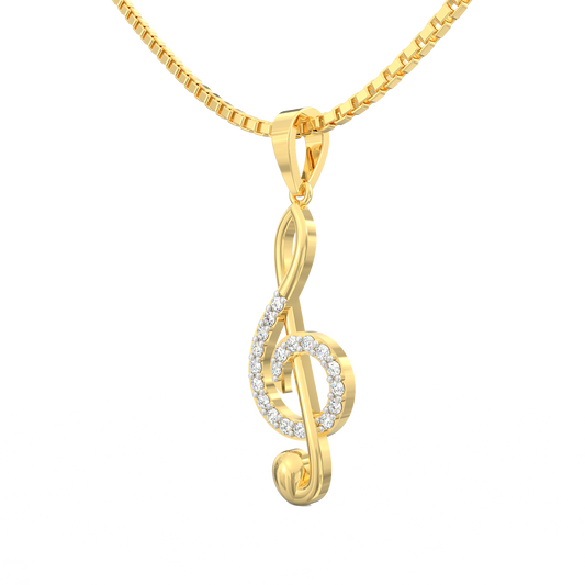 Musical Clef Pendant in 18K Micron Plated 925 Silver with Lab Diamonds