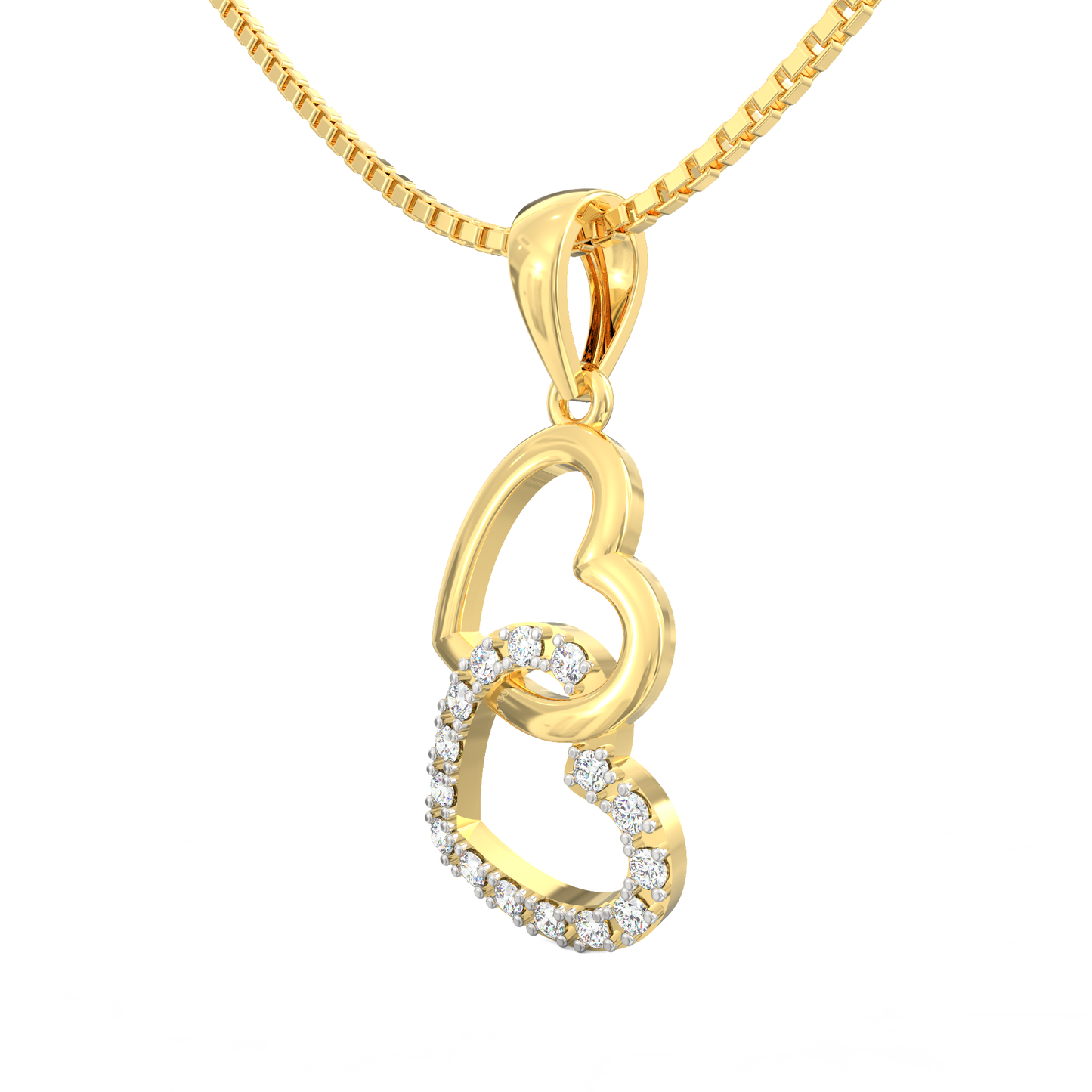 Forever Entwined Heart Pendant in 18K Micron Plated Yellow Gold with 0.15 Ct Diamonds