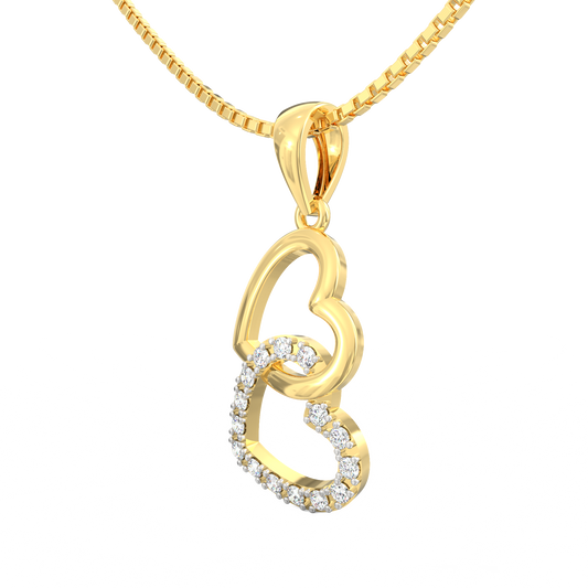 Forever Entwined Heart Pendant in 18K Micron Plated Yellow Gold with 0.15 Ct Diamonds
