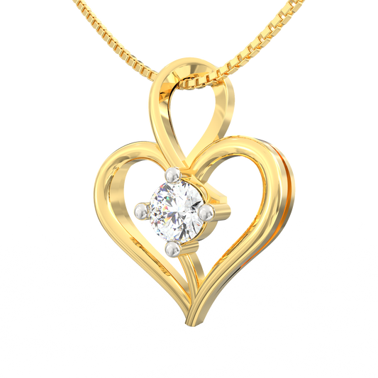Heartfelt Solitaire Pendant in 18K Micron Plated Gold with 0.22 Ct Diamond