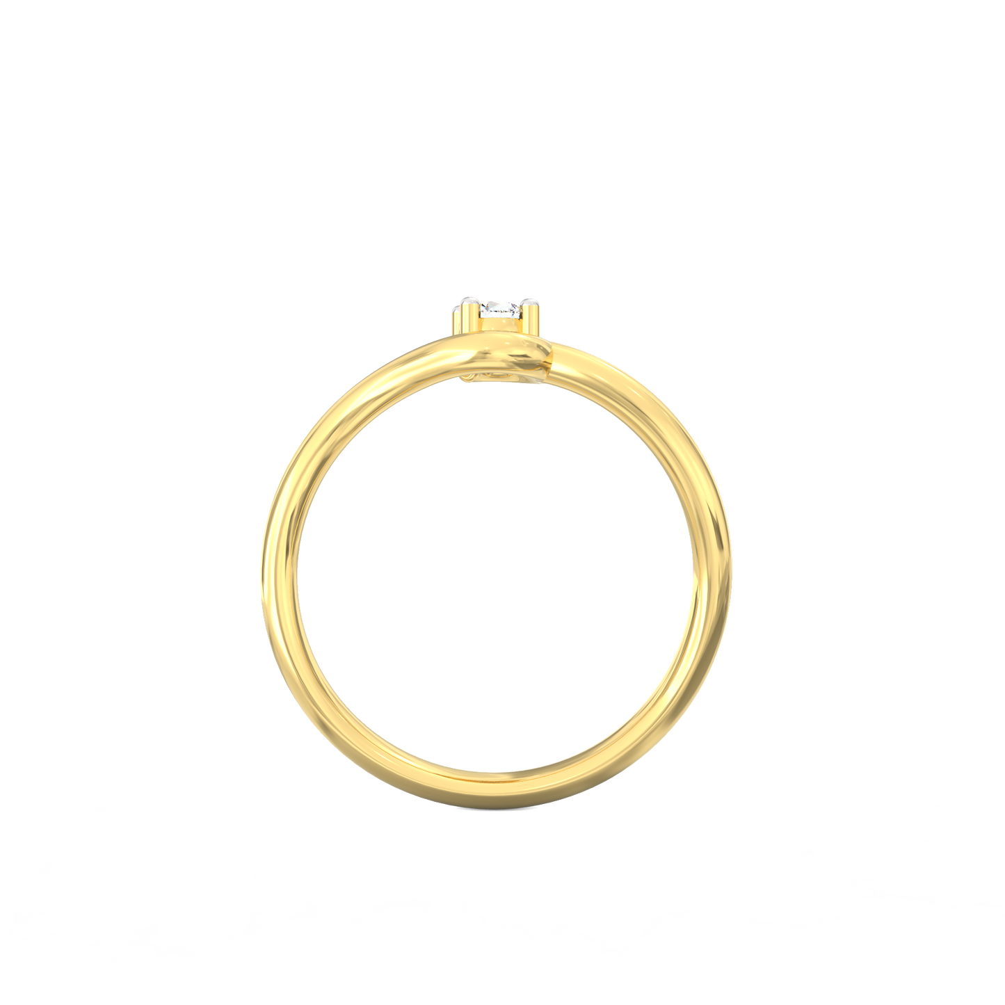 Whirl Whisper Solitaire Ring in Silver with Micron Gold Finish