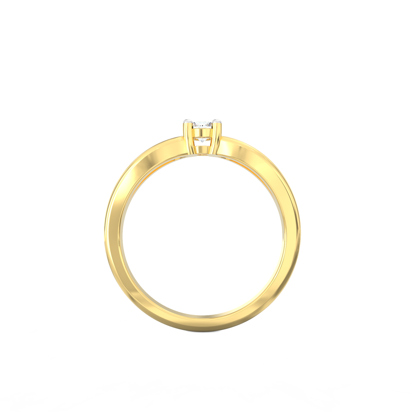 Criss-Center Solitaire Ring in 925 Silver and 18K Gold Plated