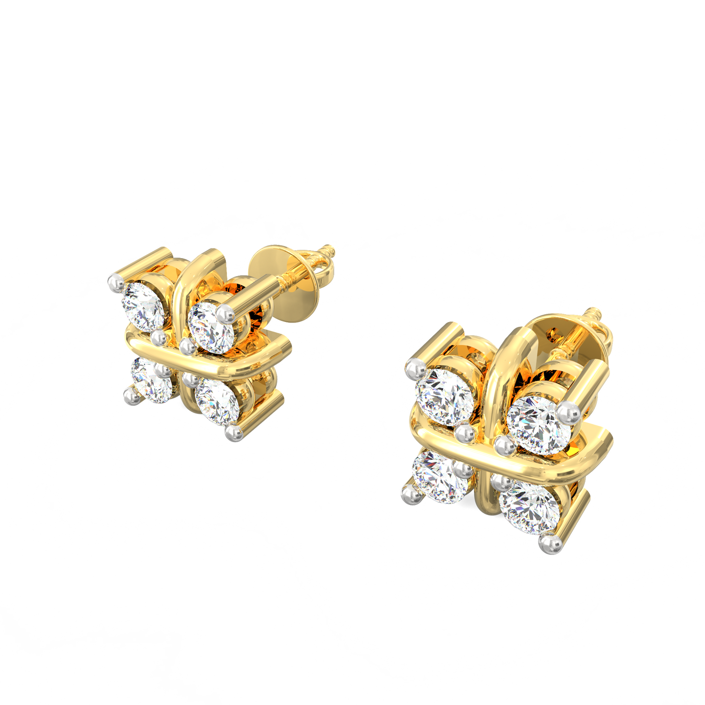 Criss-Cross 925 Silver Lab grown Diamond Stud Earrings – 0.24 Ct, 18K Micron Plated