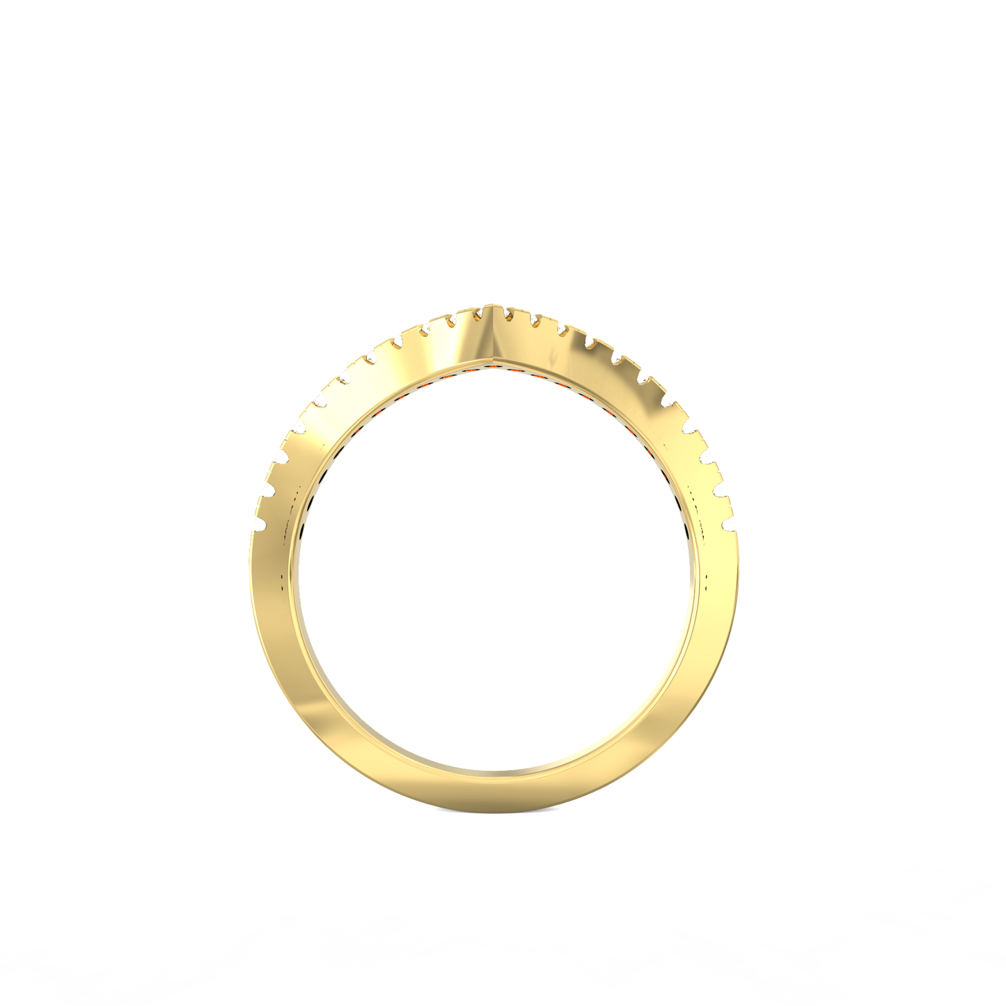 V-Gleam Diamond Band in 925 Silver with 18K Micron Plated Yellow Gold