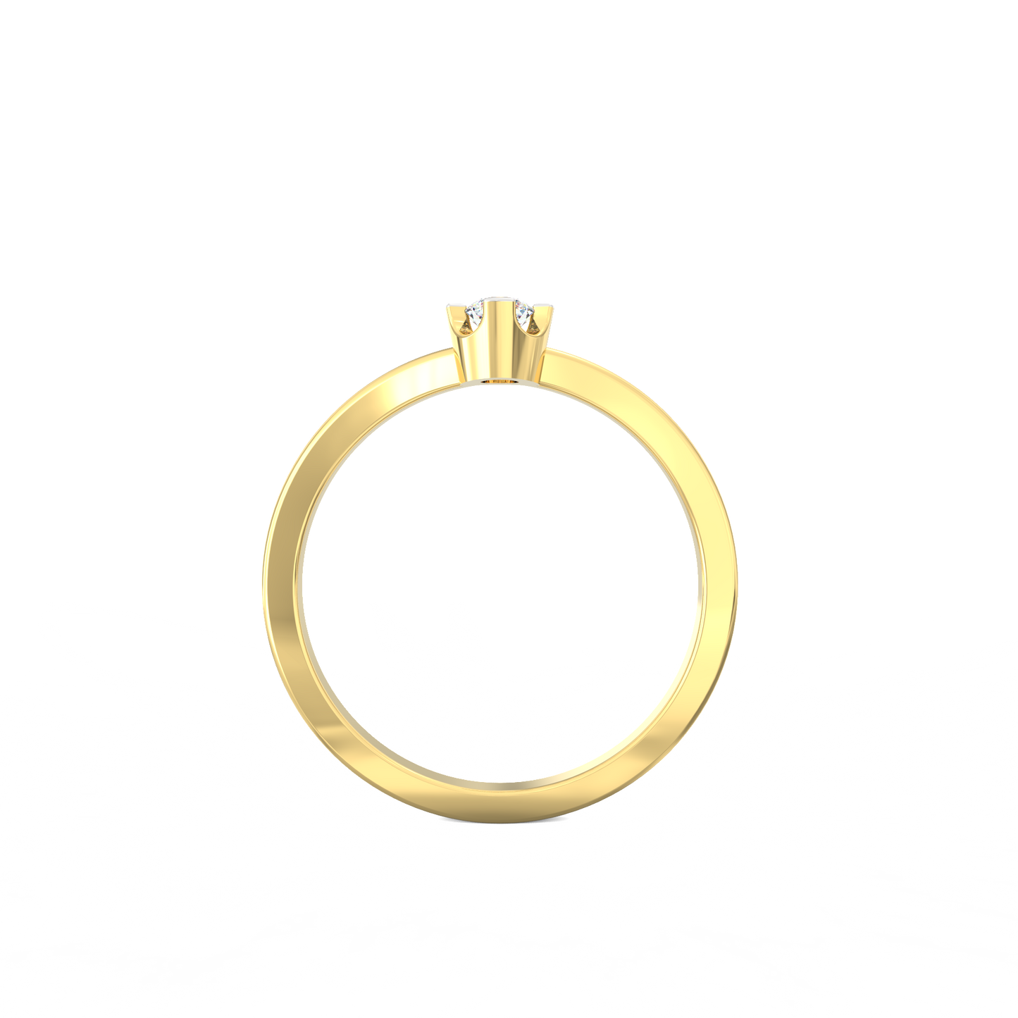Petite Clasp Solitaire Ring in 925 Silver with 18K Micron Plated Yellow Gold